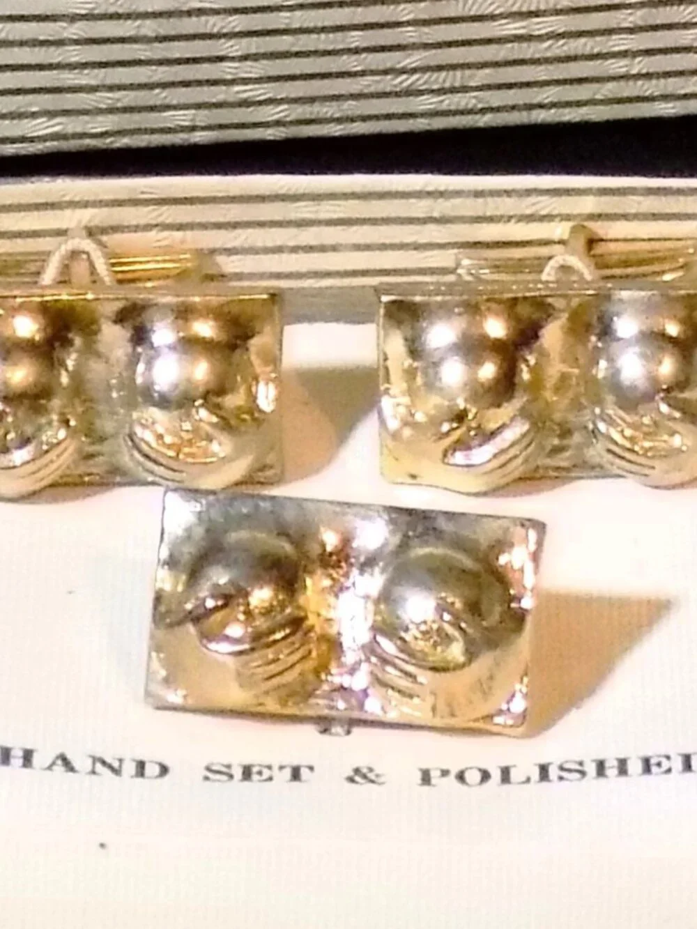 Lot 10 Vintage 1960s Risque Cufflinks & Tie Clip Sets. Happy Hands, Happy Feet
